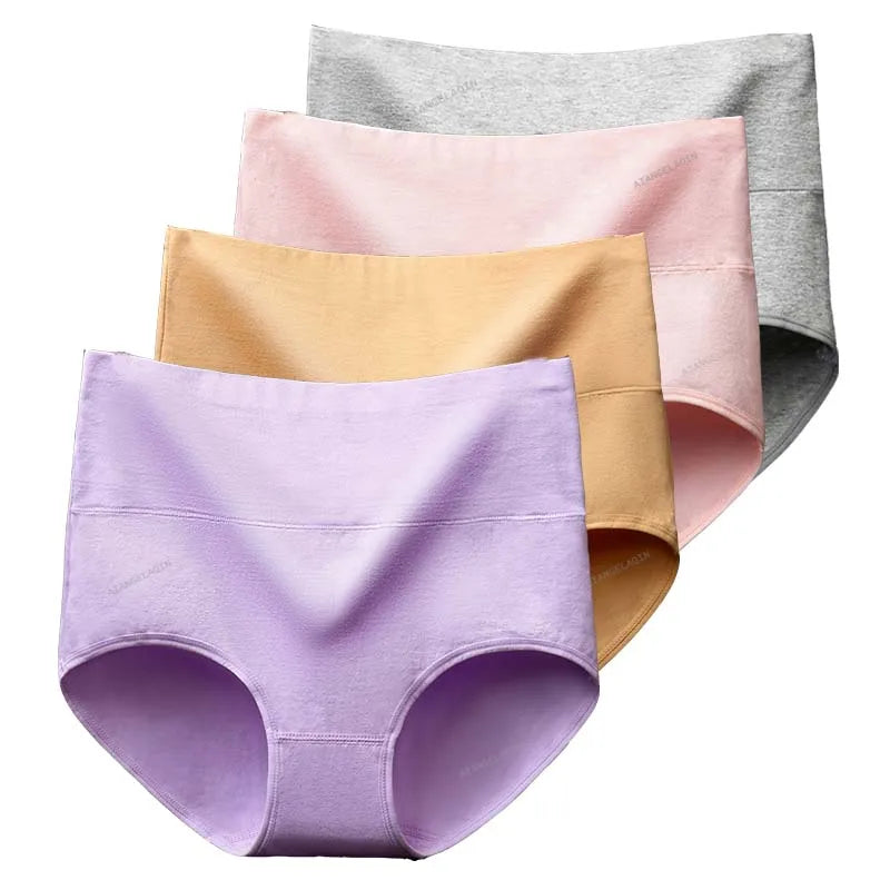 Cotton High-Waist Briefs - 4-Pack Multicolor Set