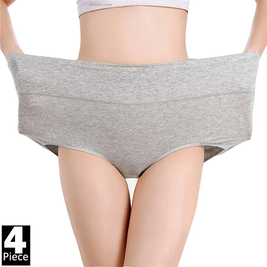 Cotton High-Waist Briefs - 4-Pack Multicolor Set