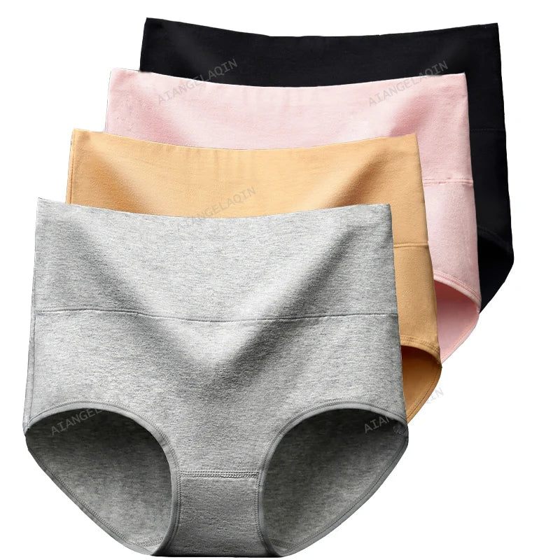 Cotton High-Waist Briefs - 4-Pack Multicolor Set