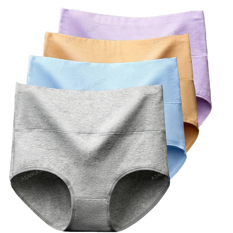 Cotton High-Waist Briefs - 4-Pack Multicolor Set