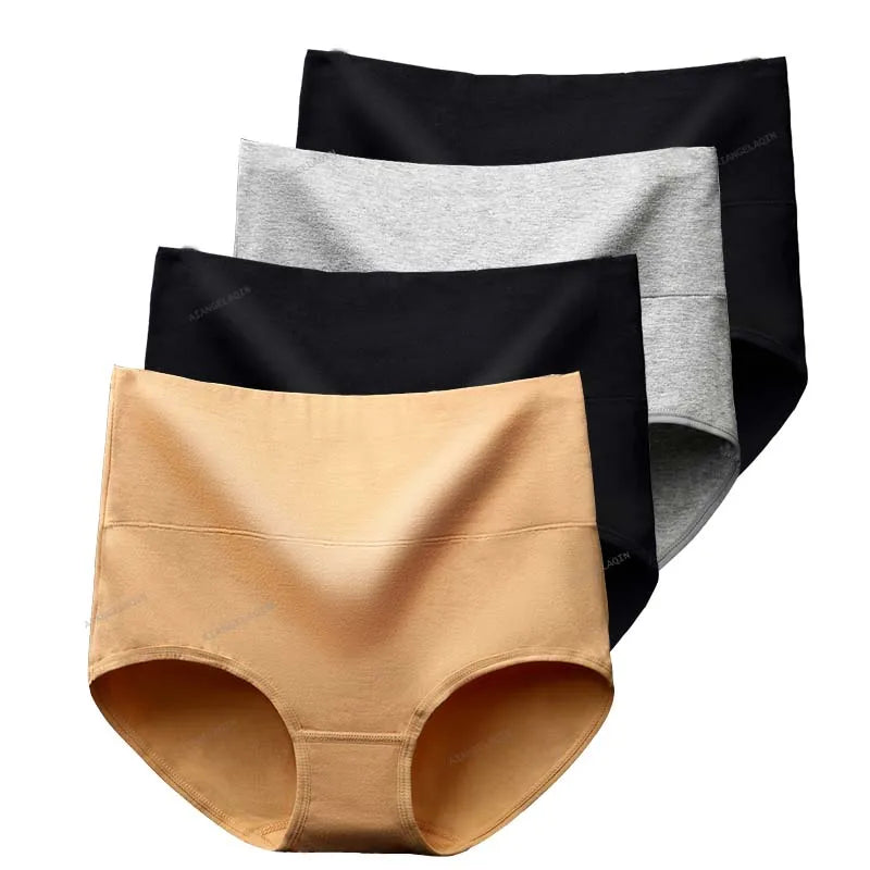 Cotton High-Waist Briefs - 4-Pack Multicolor Set